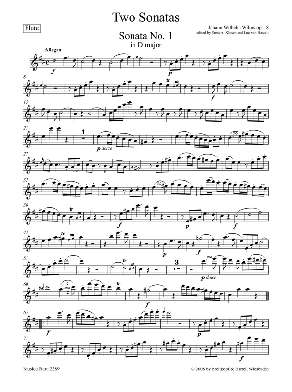 Wilms: 2 Flute Sonatas, Op. 18