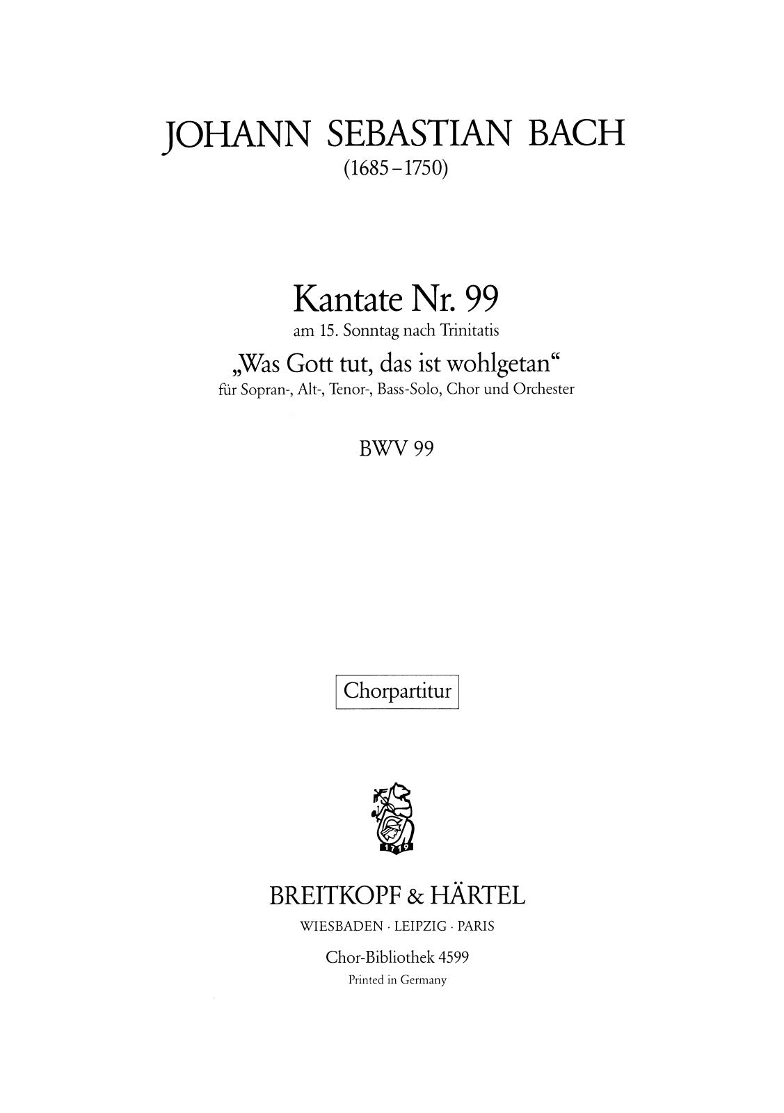 Bach: Was Gott tut, das ist wohlgetan, BWV 99