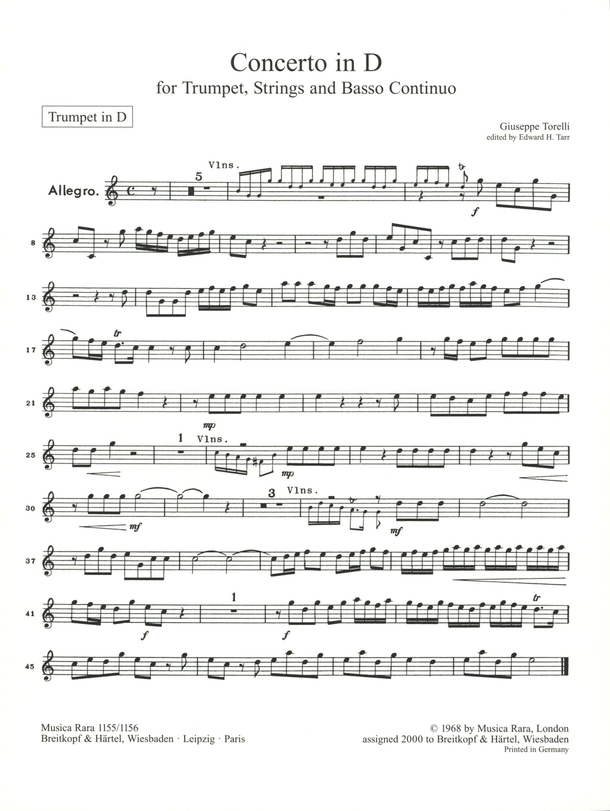 Torelli: Trumpet Concerto in D Major