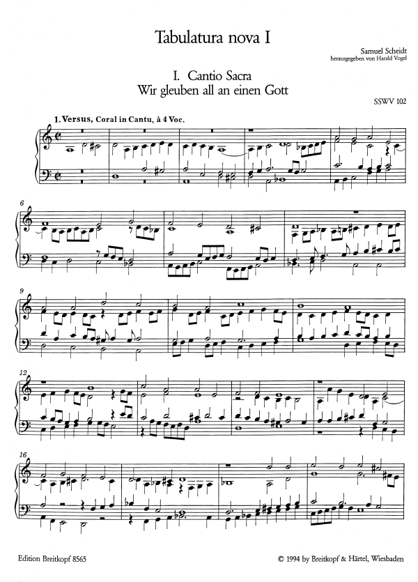 Scheidt: Tabulatura Nova - Volume 1