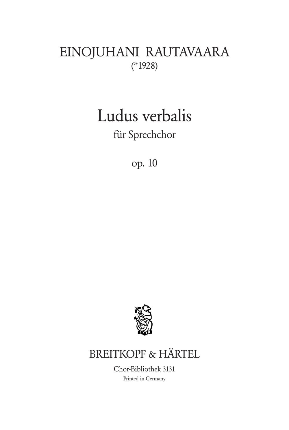 Rautavaara: Ludus Verbalis, Op. 10