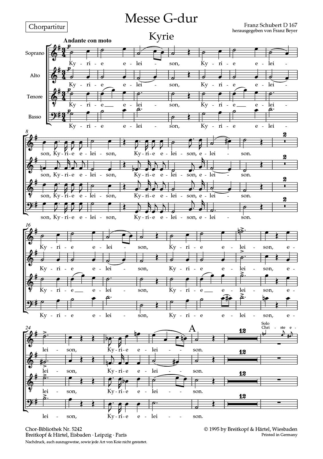 Schubert: Mass in G Major, D 167