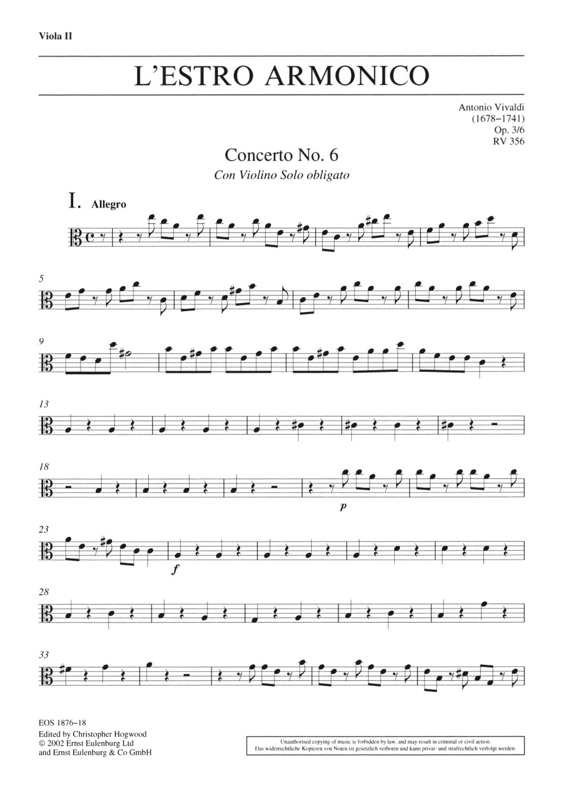 Vivaldi: L'Estro Armonico, RV 356, Op. 3, No. 6