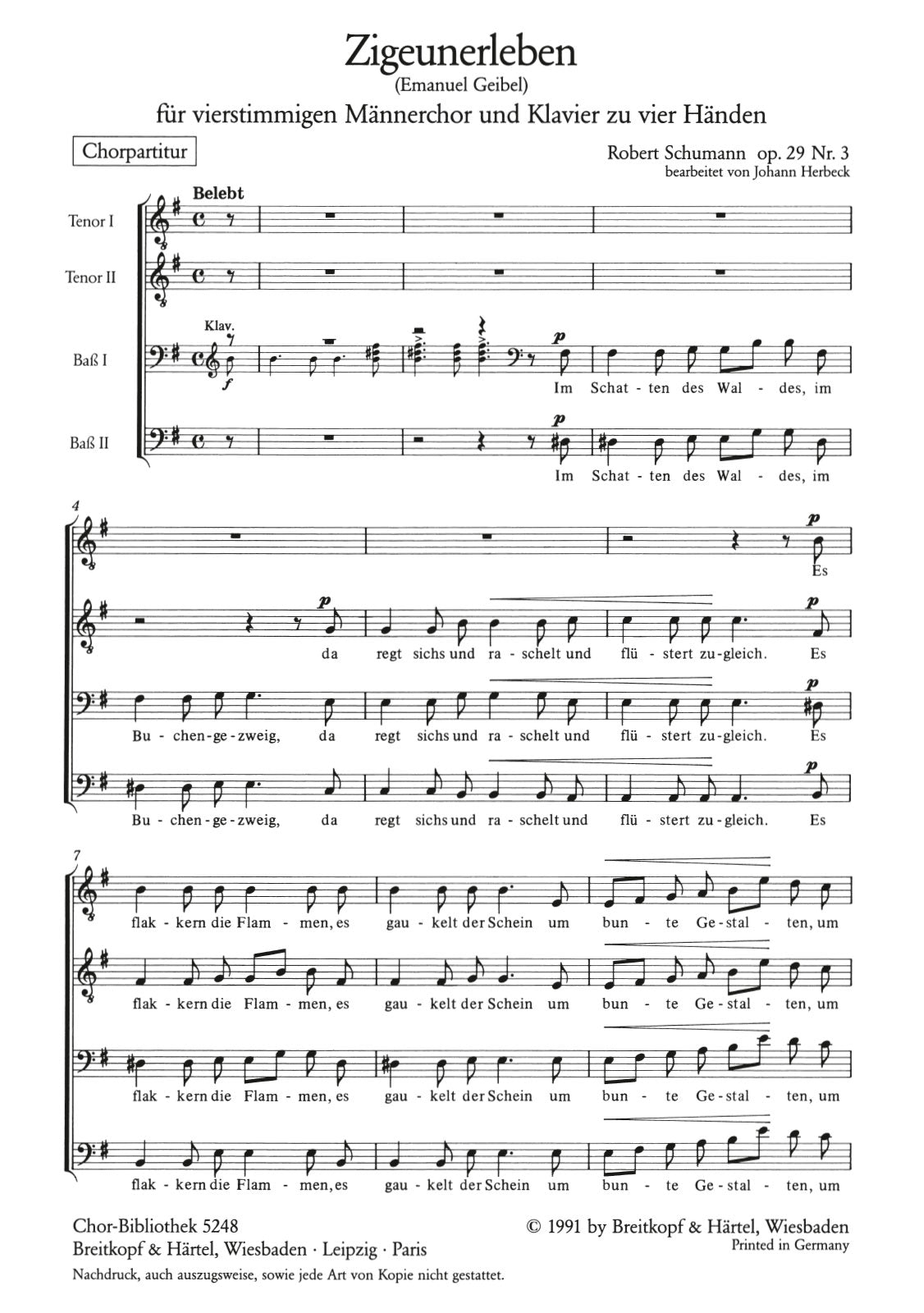 Schumann: Zigeunerleben, Op. 29, No. 3 (Version for TTBB Choir)