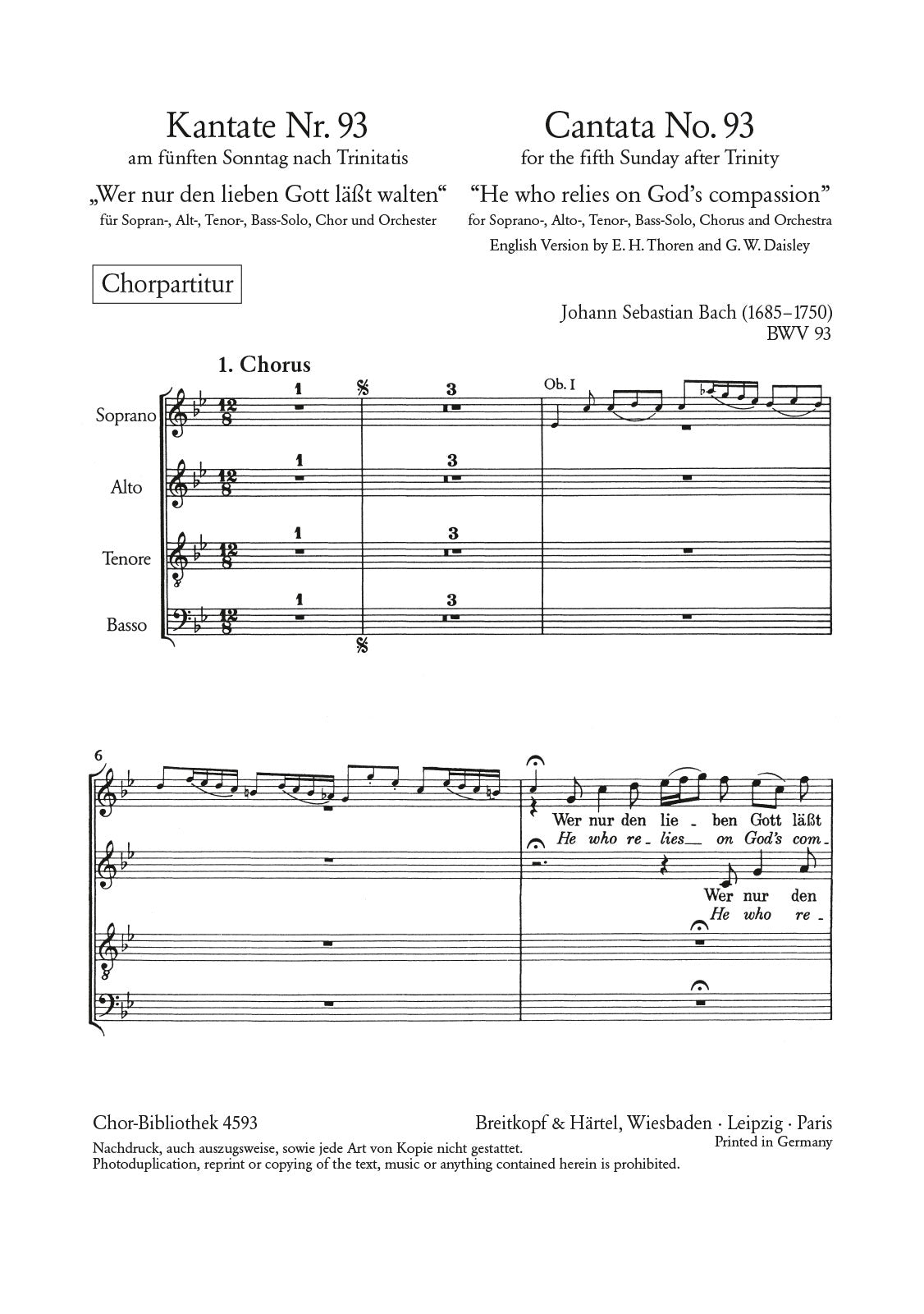 Bach: Wer nur den lieben Gott läßt walten, BWV 93