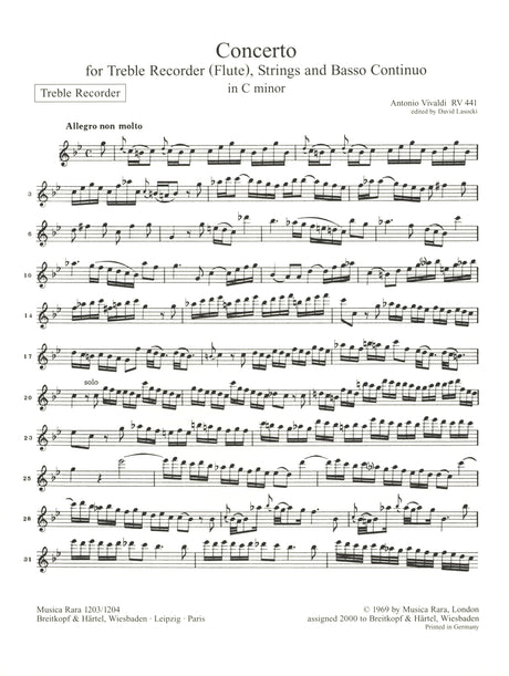 Vivaldi: Recorder (Flute) Concerto in C Minor, RV 441