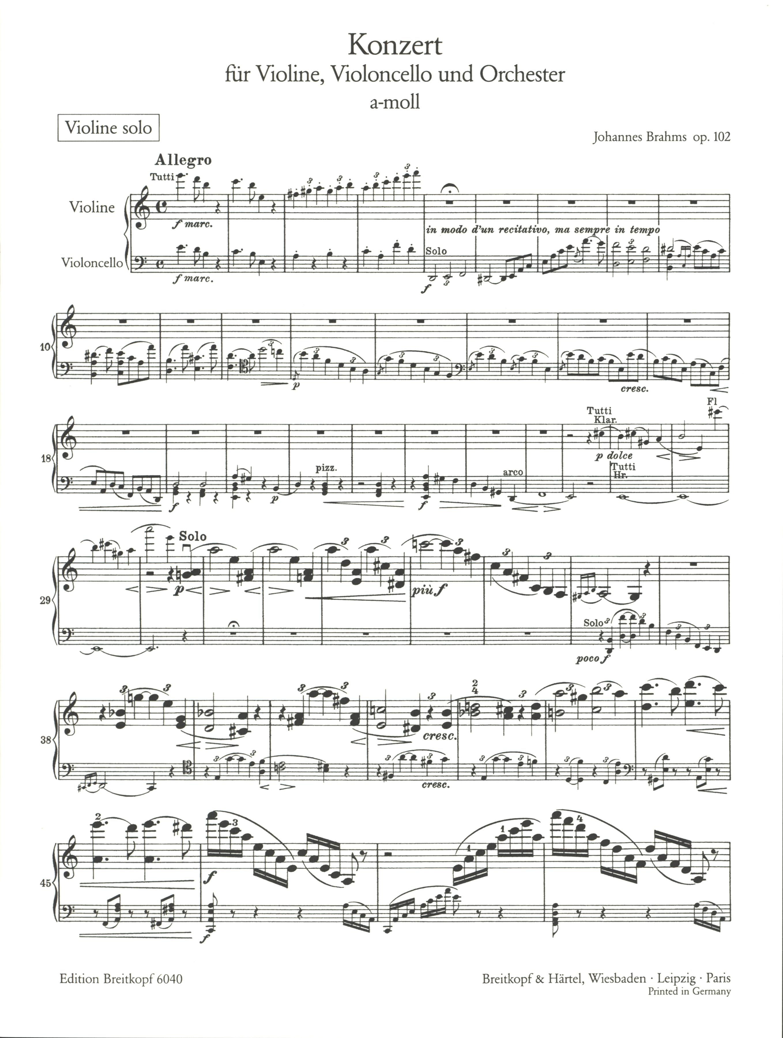 Brahms: Double Concerto in A Minor, Op. 102 – Breitkopf US