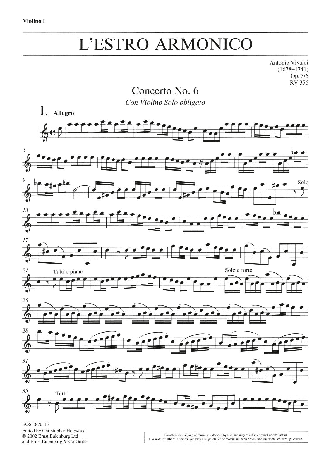 Vivaldi: L'Estro Armonico, RV 356, Op. 3, No. 6