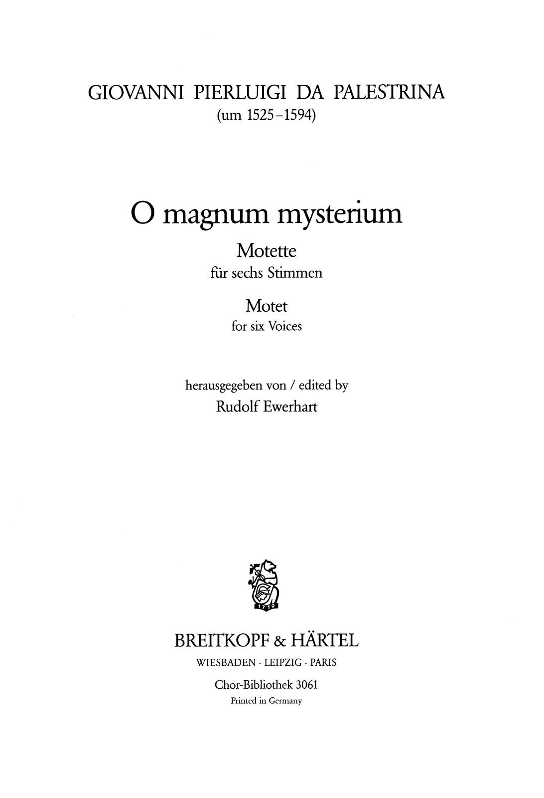 Palestrina: O magnum mysterium