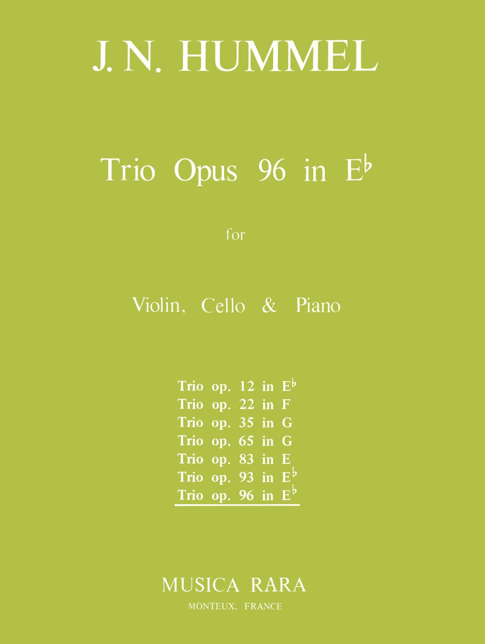 Hummel: Piano Trio in E-flat Major, Op. 96