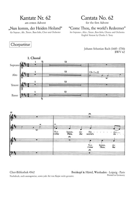 Bach: Nun komm, der Heiden Heiland, BWV 62