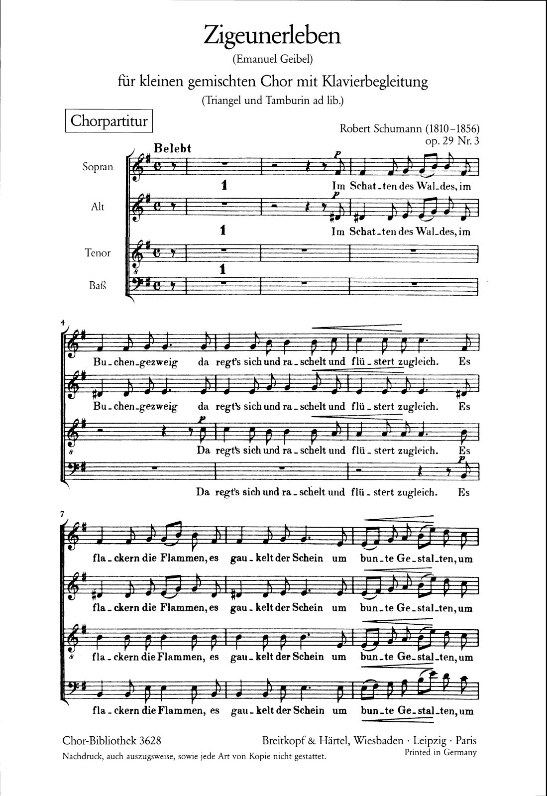 Schumann: Zigeunerleben, Op. 29, No. 3 (Version for SATB Choir)