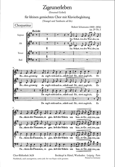 Schumann: Zigeunerleben, Op. 29, No. 3 (Version for SATB Choir)
