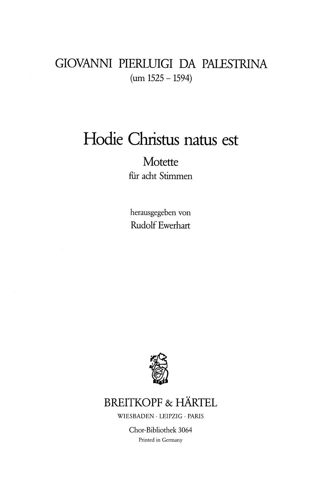 Palestrina: Hodie Christus natus est