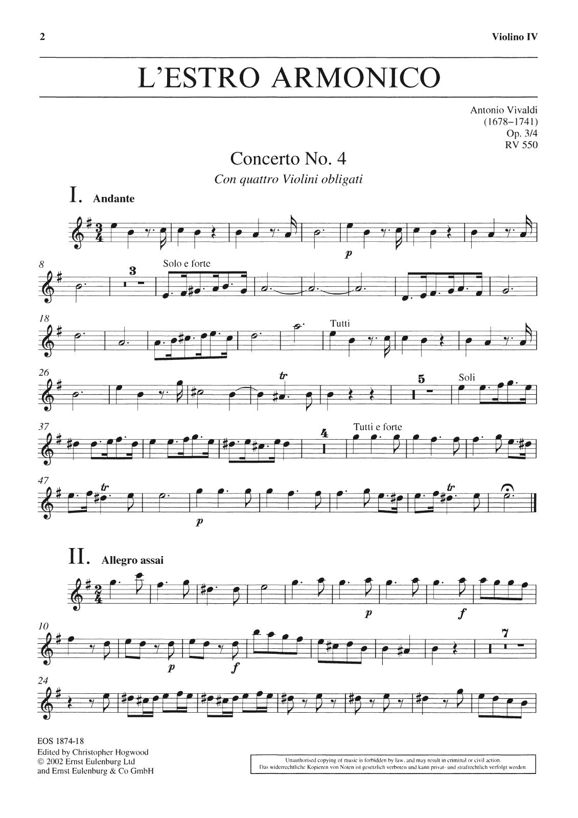 Vivaldi: L'estro armonico, RV 550, Op. 3, No. 4