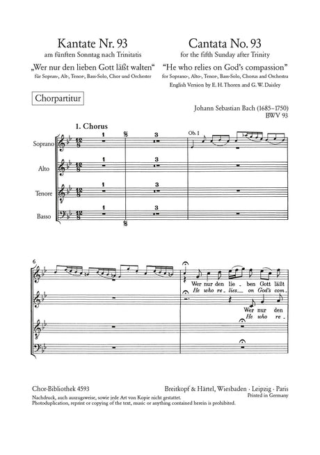 Bach: Wer nur den lieben Gott läßt walten, BWV 93