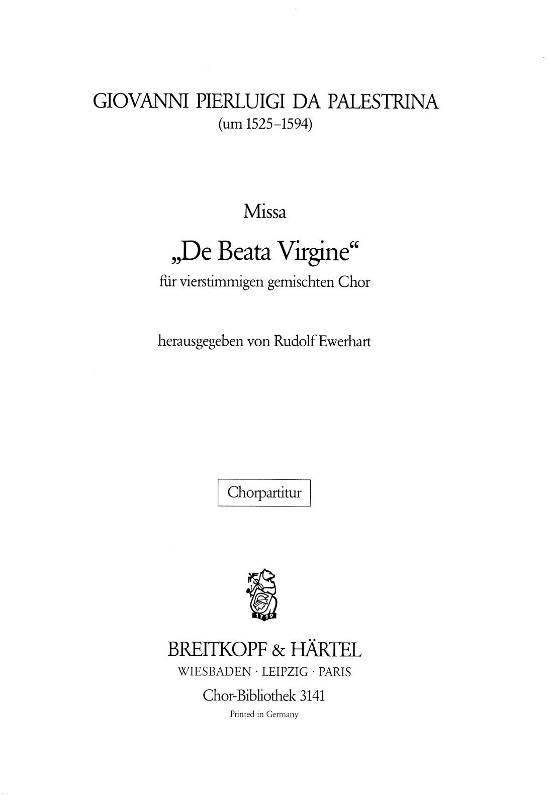 Palestrina: Missa "De beata Virgine"