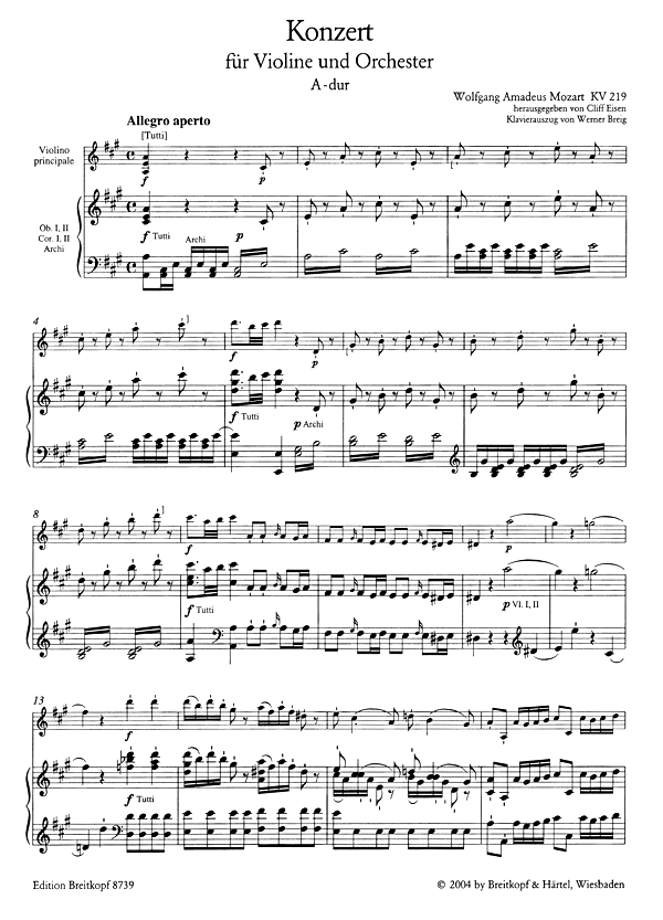 Mozart: Violin Concerto No. 5 in A Major, K. 219
