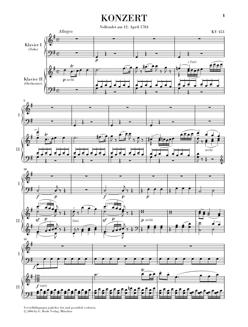 Mozart: Piano Concerto No. 17 in G Major, K. 453
