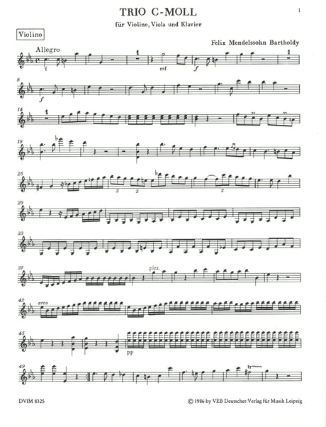 Mendelssohn: Piano Trio in C Minor, MWV Q 3
